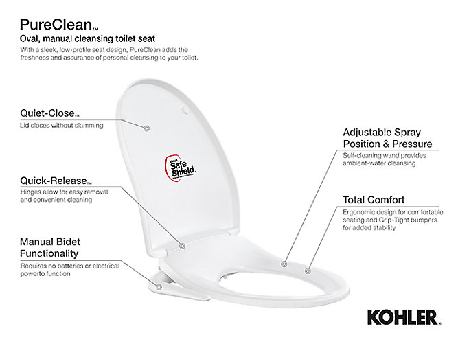 Pureclean Manual Bidet Seat Oval K 72757in Kohler - Kohler Toilet Seat Guide